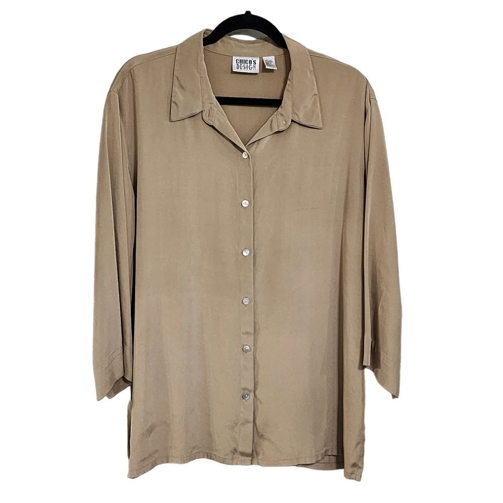 Chico's Design vintage gold top 16 silk blend Mature Office Work